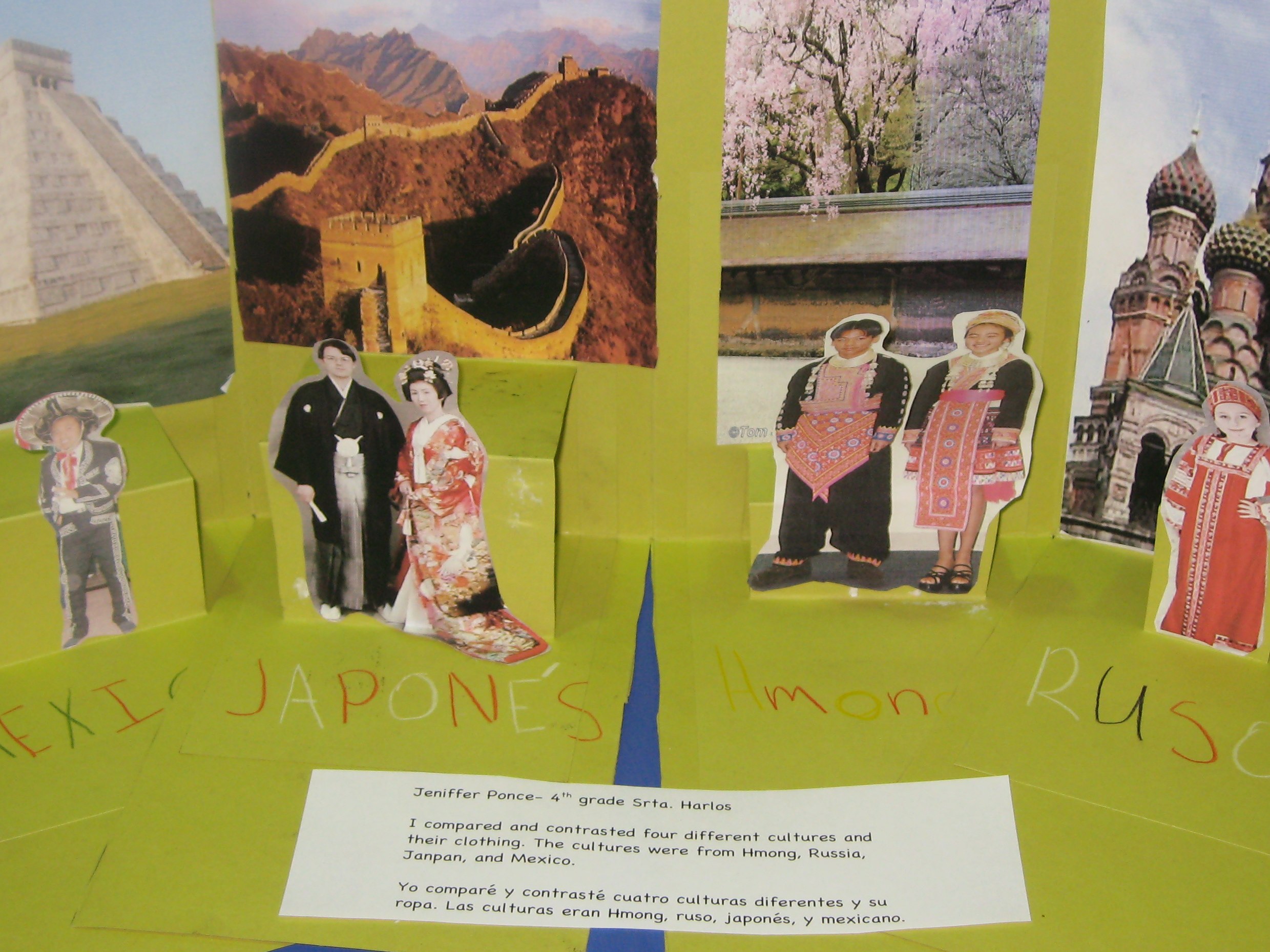 四年级学生制作了快闪书，对当地少数民族进行文化比较。