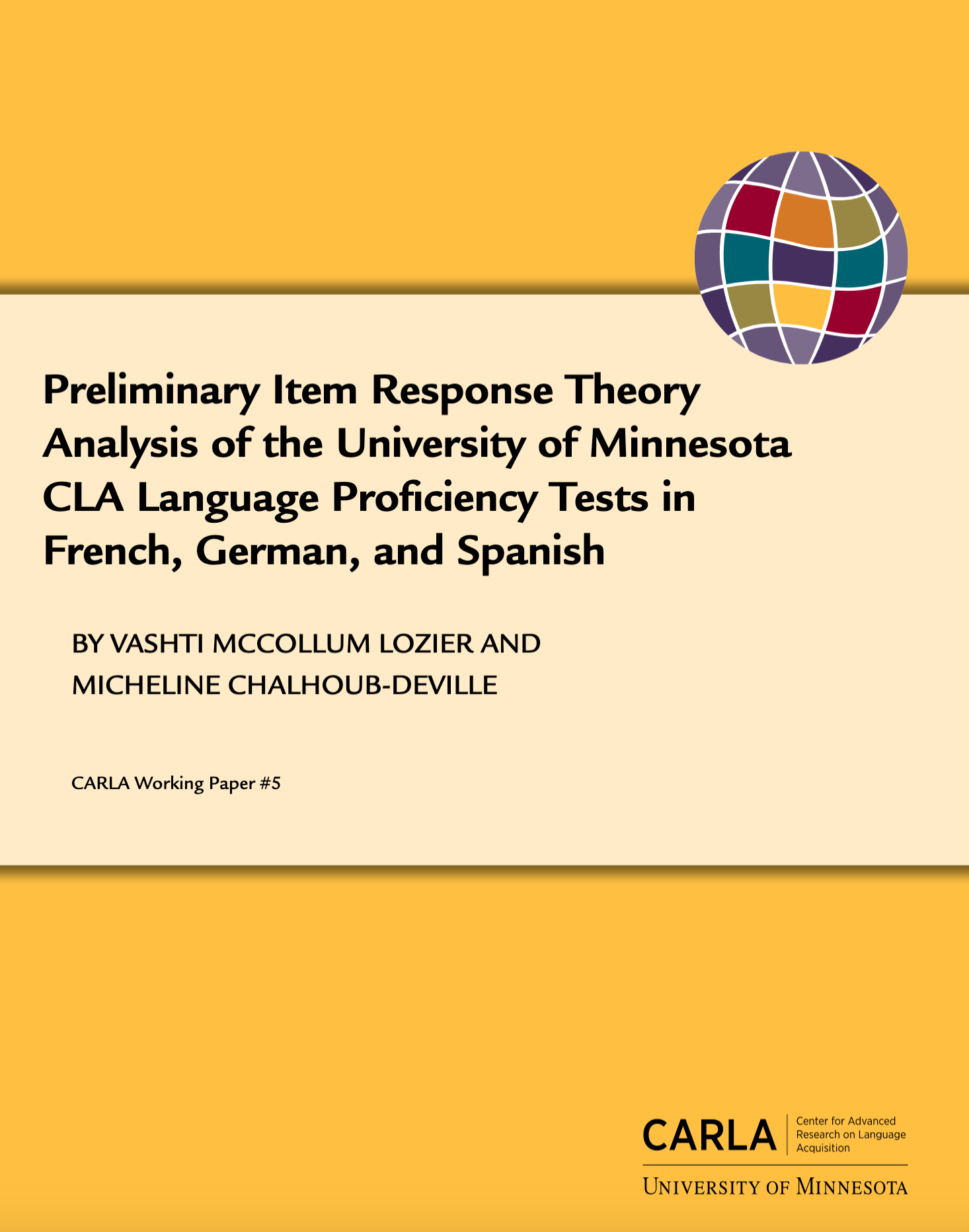 Preliminary Item Response Theory Analysis